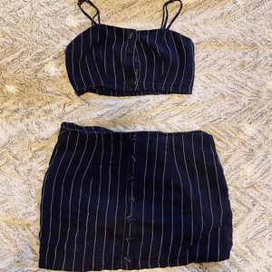 Adorable two piece crop top and skirt set!